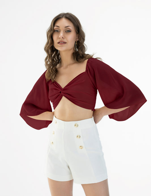 PATRICIA MAROON CROPPED TOP