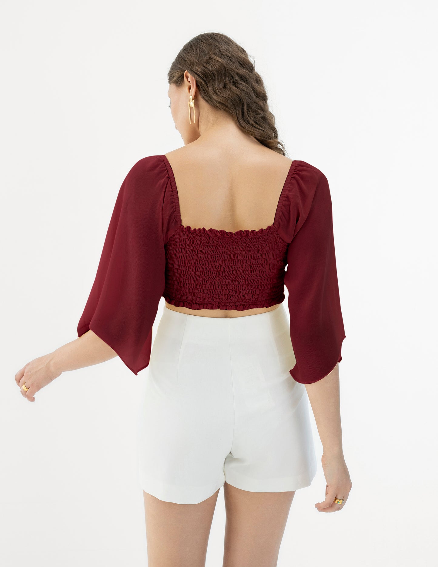 PATRICIA MAROON CROPPED TOP